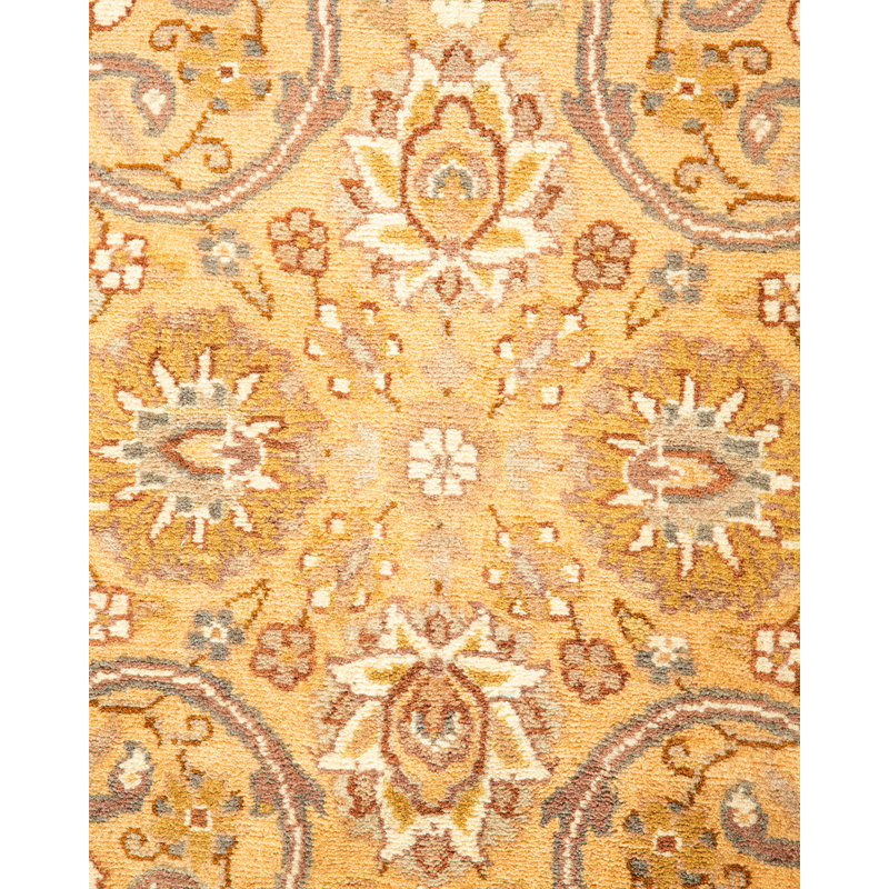 Handmade Yellow Wool Traditional Runner Rug