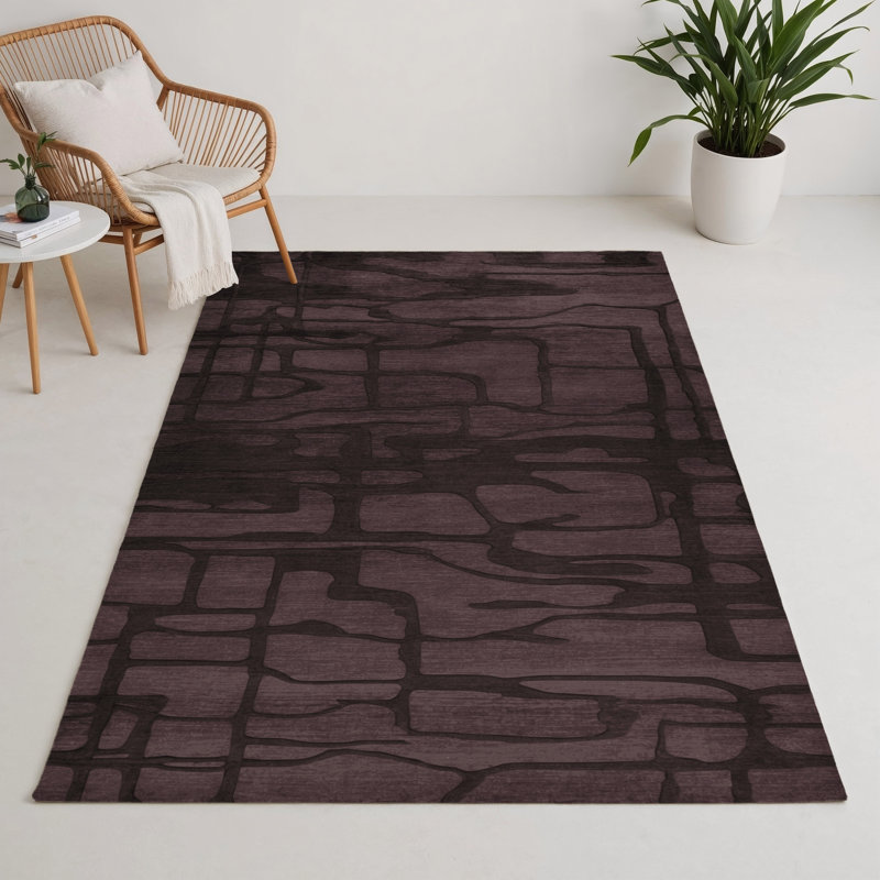 Tapis noir abstrait intérieur et extérieur, Rectangle 9 pi x 12 pi