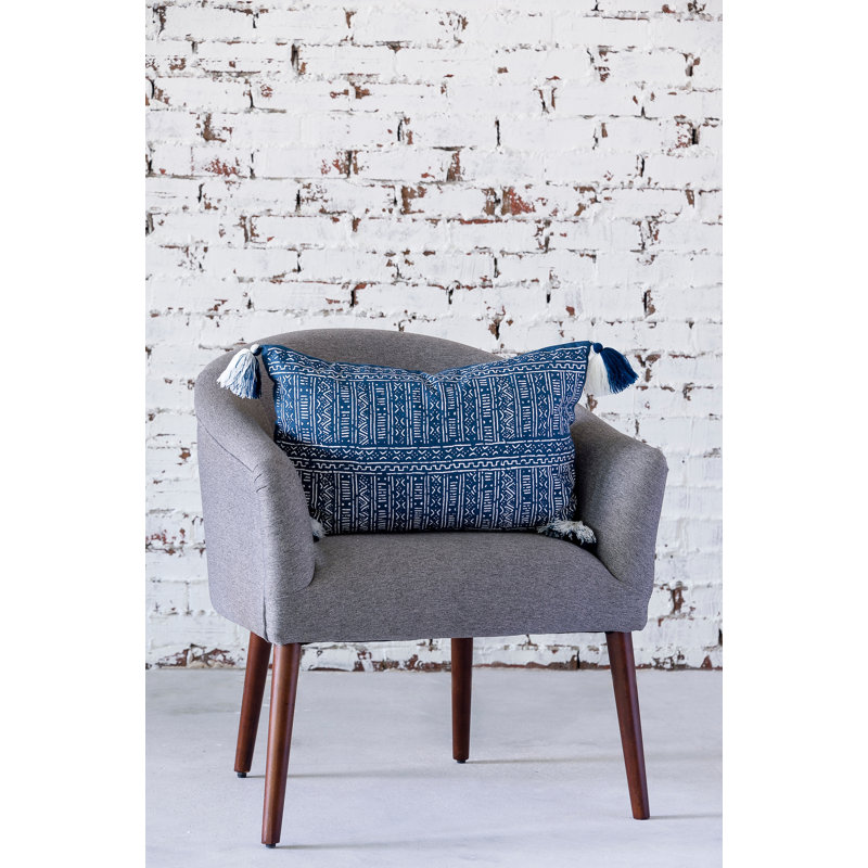 Cyrus Cotton Lumbar Pillow, Indigo