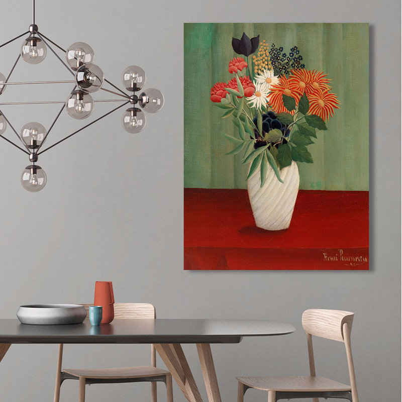 Bouquet of Flowers with China Asters and Tokyos by Henri Rousseau - Wrapped Canvas Painting, 70cm H x 50cm W x 4cm D