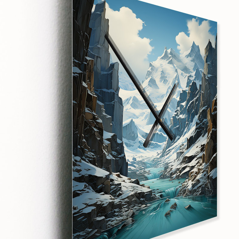 Glacier Glaciers Embrace - Horloge murale moderne paysage et nature, H 32 po x l 24 po x P 1 po
