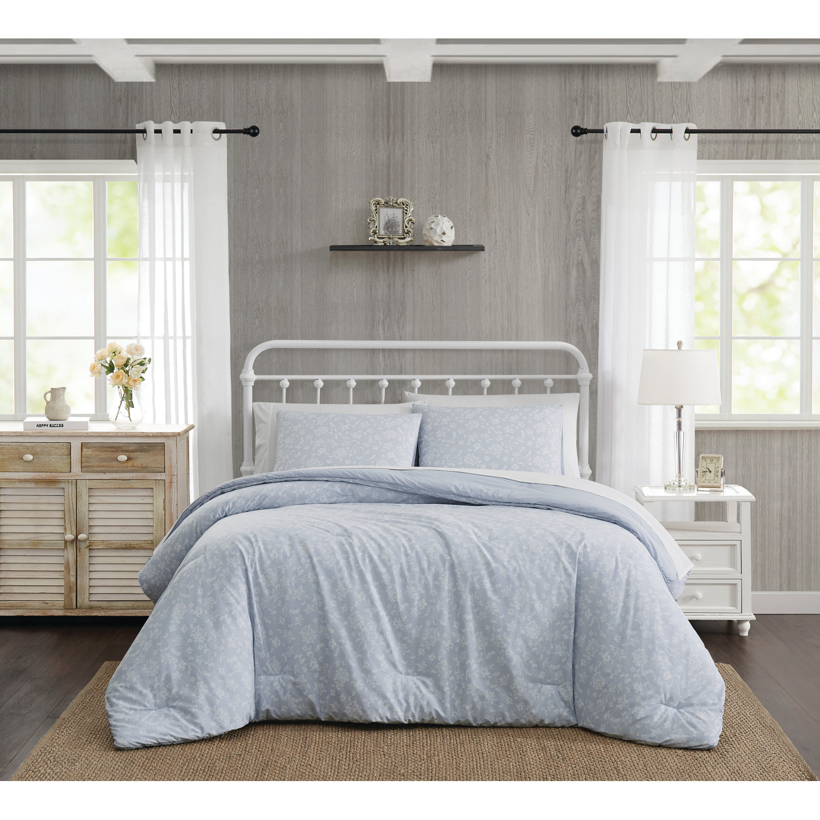 Shamont Cotton Comforter Set, Twin Extra Long Comforter + 1 Standard Pillow Sham