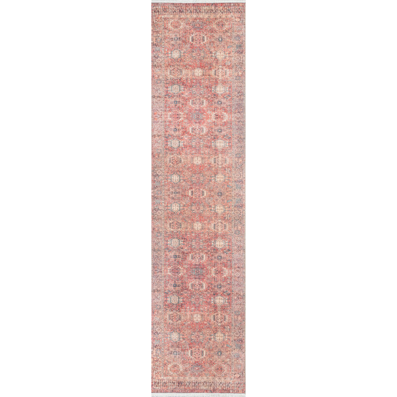 Tapis oriental rouge / bleu / ivoire Conroy, Tapis de couloir 2 pi 6 po x 8 pi