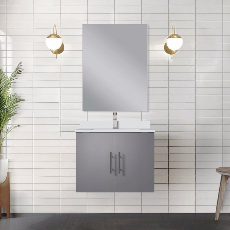 Ensemble de meuble-lavabo simple 24 po x P 22 po avec comptoir en quartz blanc et robinet