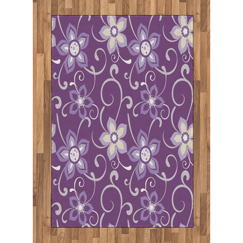 Eggplant High Density Long Fiber Poly Threads Decorative Area Rug Carpet, Rectangle 4' x 5'8"