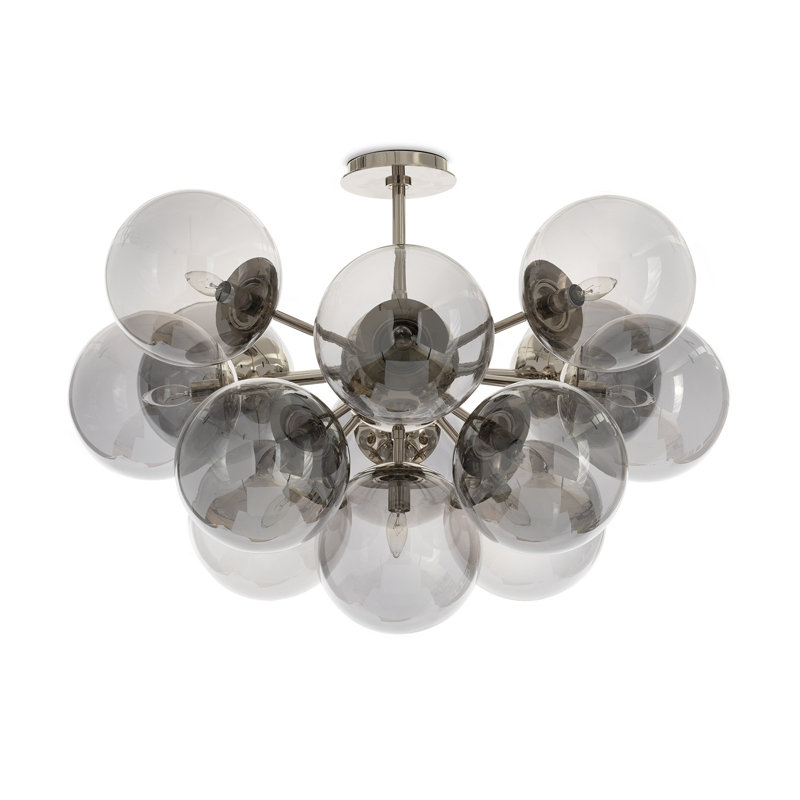 Plafonnier Shine, Verre fumé, Nickel poli