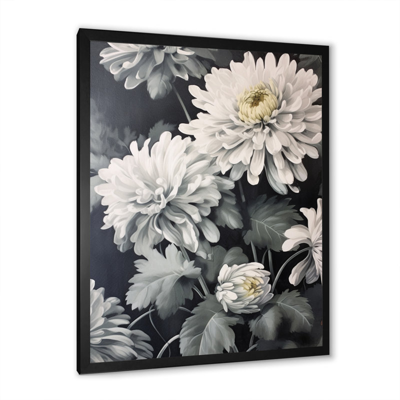 Natures Chrysanthemums Melody sur toile, H 32 po x l 16 po x P 1 po, Cadre simple noir