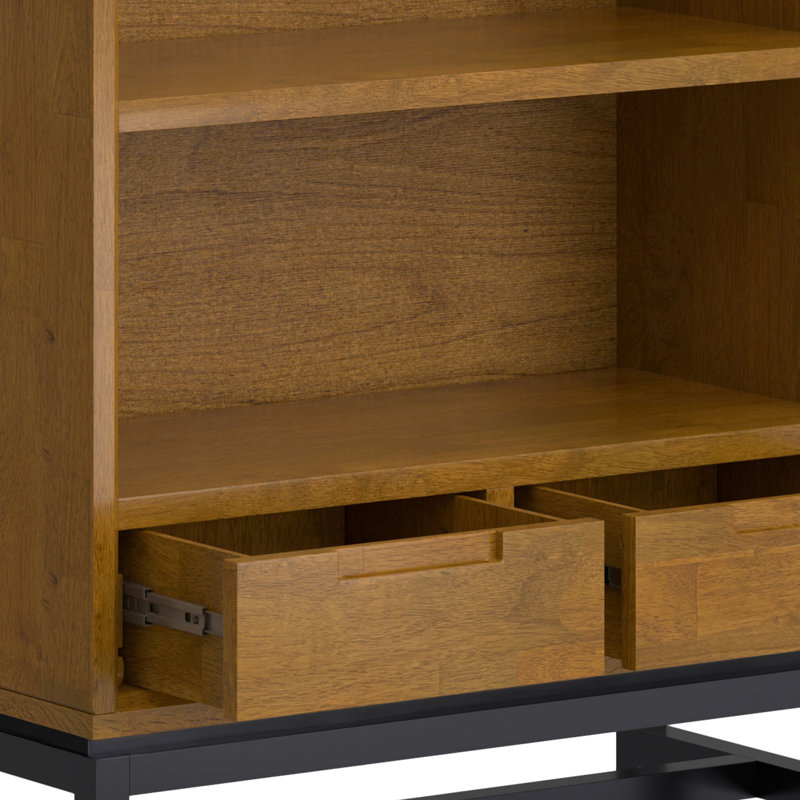 Bibliothèque industrielle en bois massif l 30 "à 2 tiroirs Banting, Brun