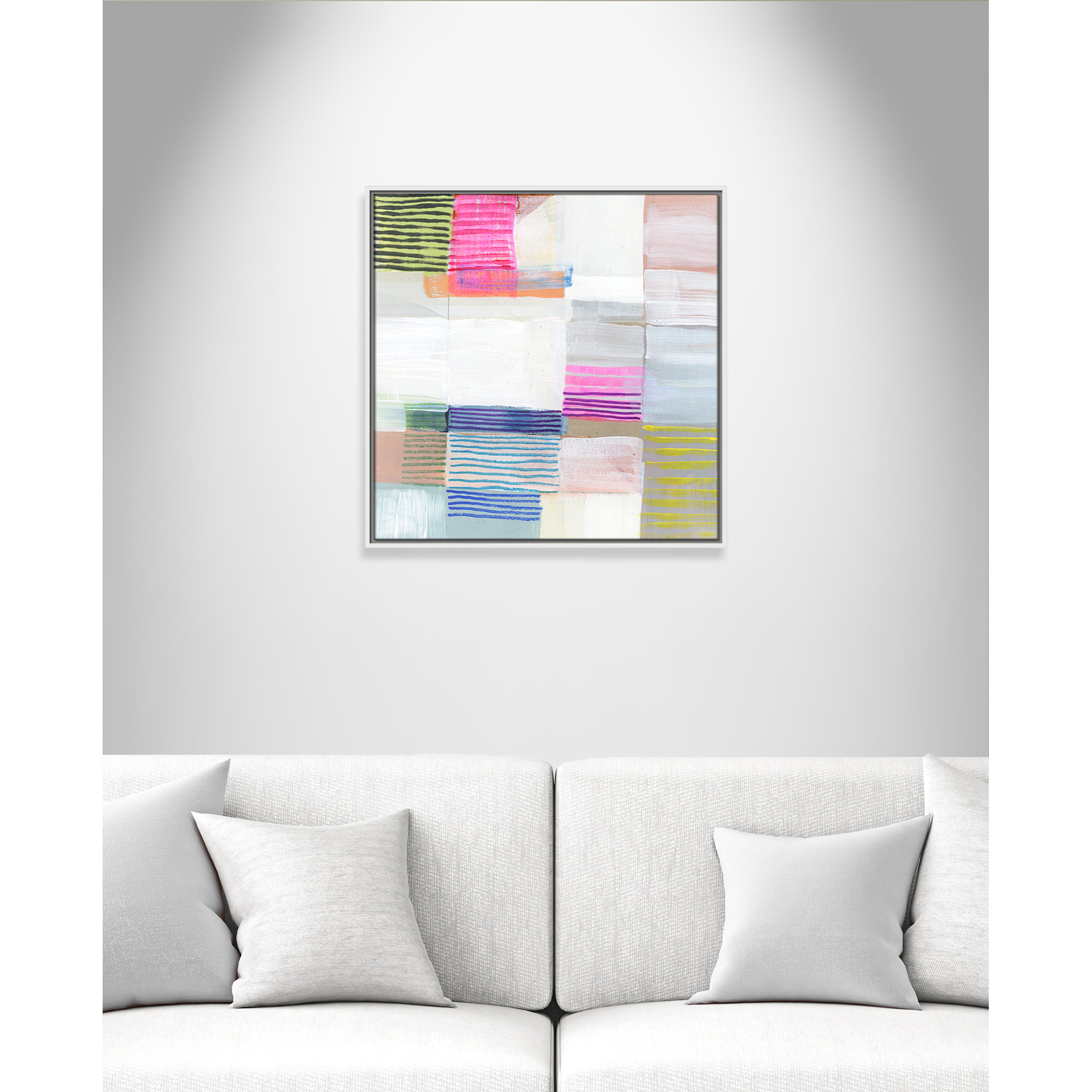 Bright Net II by Cartissi - Floater Frame Painting on Canvas, White Framed, 25.5" H x 25.5" W x 2" D