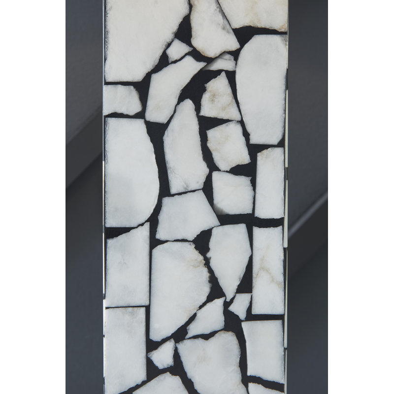 Black and White Mosaic Marble Table Lamp with Drum Shade