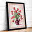 Red Tulips in Burgundy Vase Botanical - Framed Print-29854605-29854604