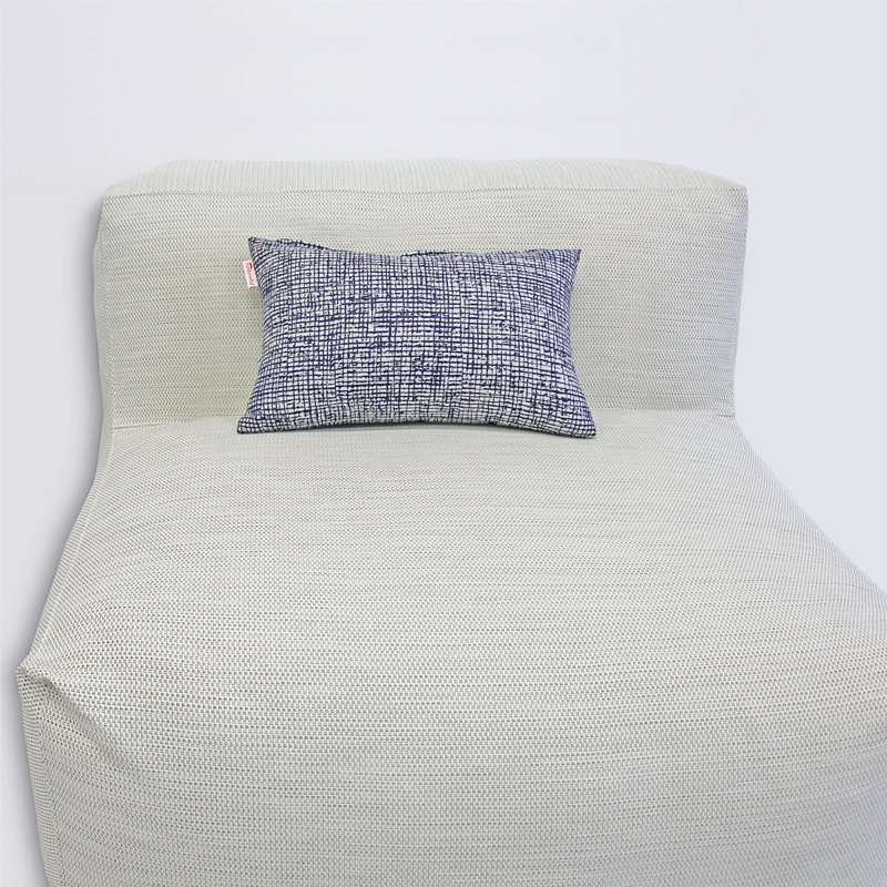 Coussin intérieur / extérieur (ensemble de 2), À carreaux, bleu