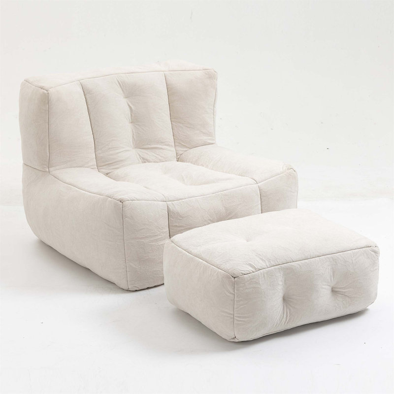 Super Soft Memory Foam Bean Bag Chair with Ottoman, Comfortable and Supportive for Adults, Ideal for Modern Living Spaces