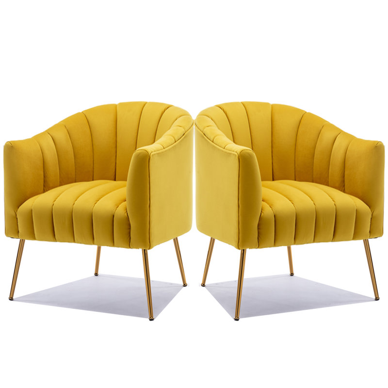 Velours capitonné large de 28 po Murrow, Velours jaune citron, 2