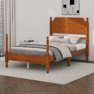 Traditional Wood Spindle Post Bed, Vintage Platform Bed, No Box Spring Required