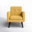 Fauteuil en polyester touffeté l 29,75 po avec pieds en bois massif Almeda-2115832556