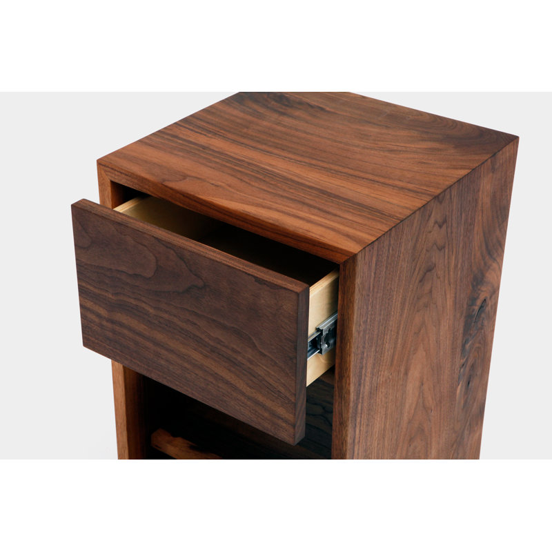 THN 2 - Drawer Solid Wood Nightstand, Walnut