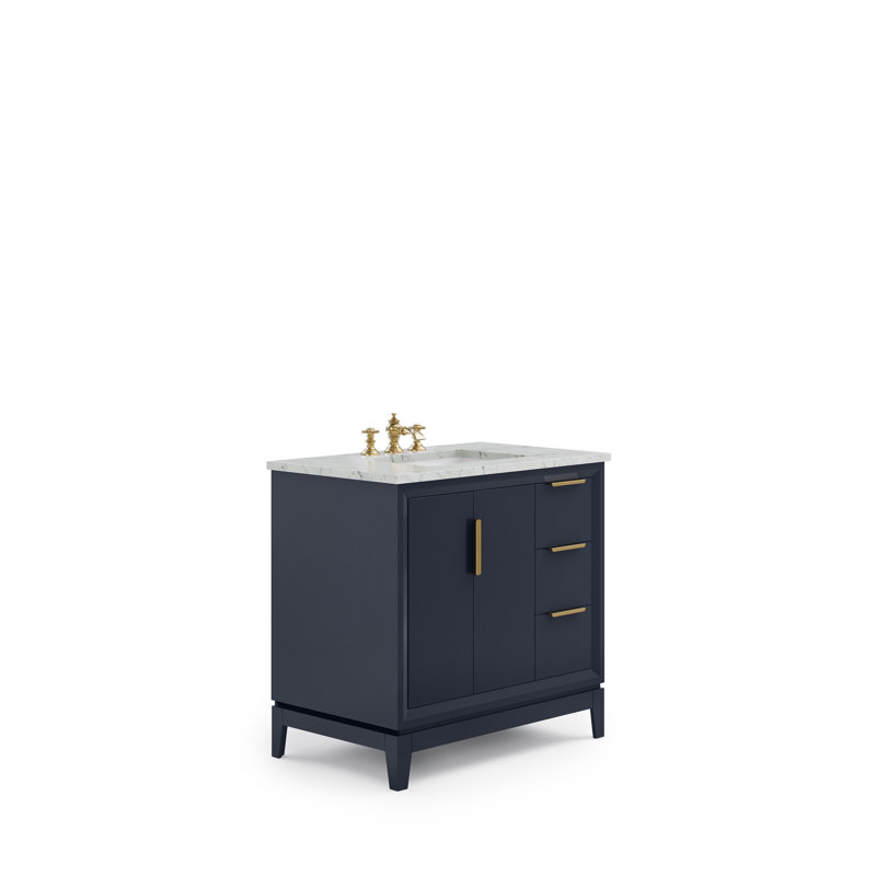 Elizabeth 36" Single Bathroom Vanity Set with Mirror, Monarch Blue, Waterfall