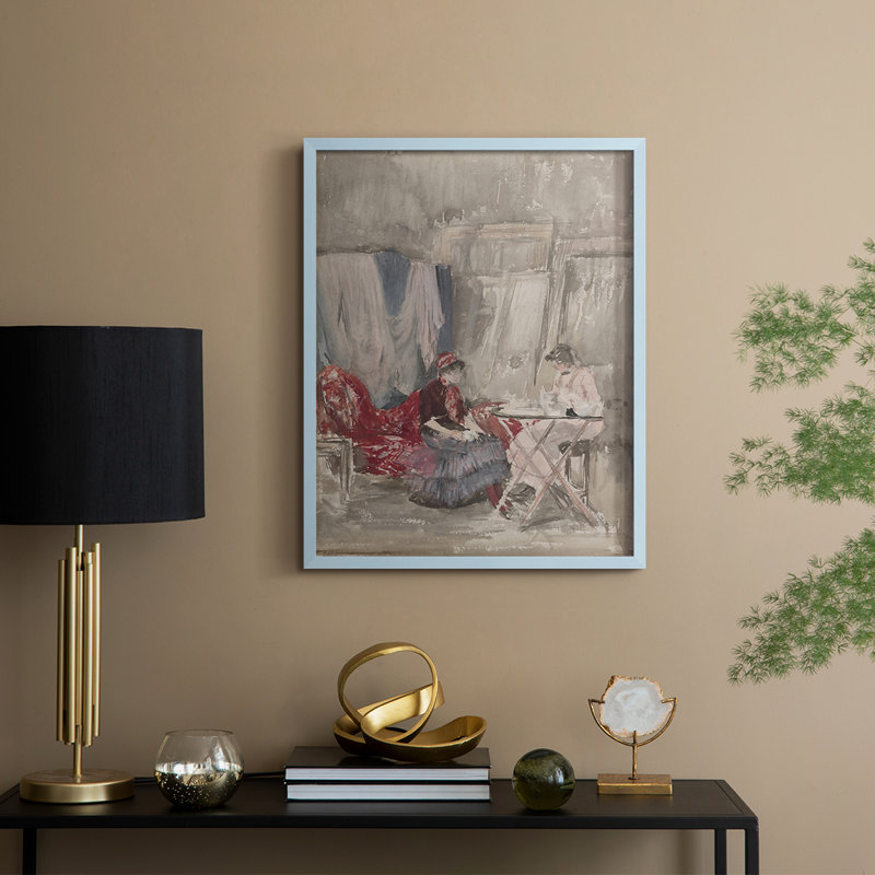 «Vintage Floral Print», impression encadrée CCLXI - bois massif, Bleu, H 21 po x l 17 po