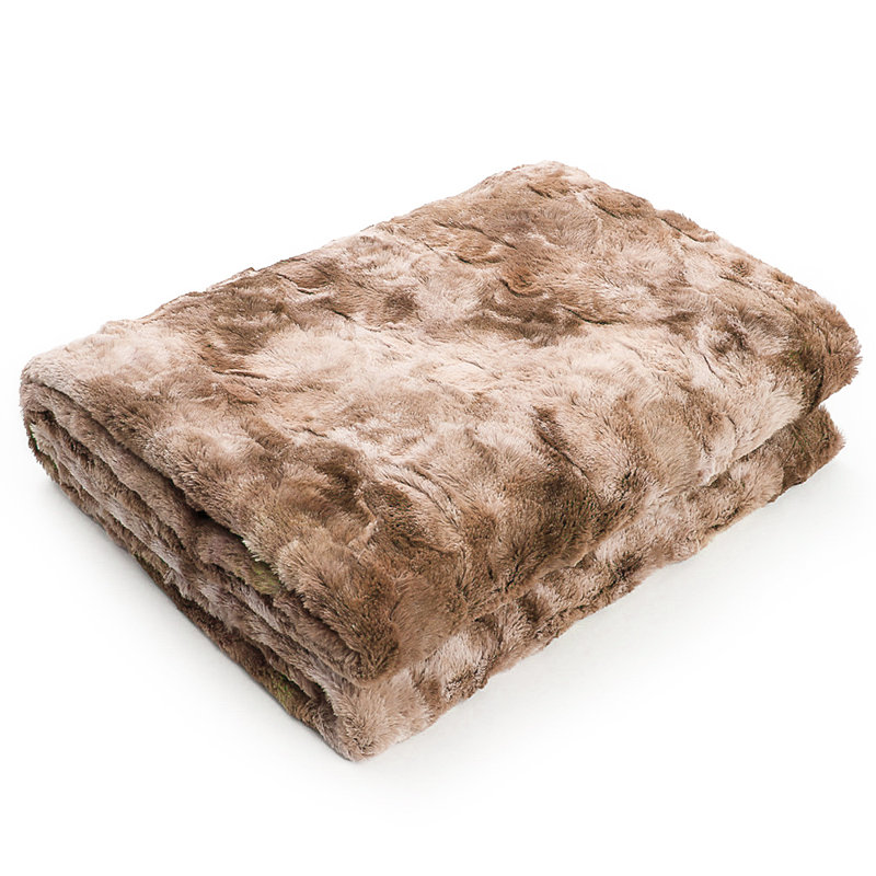 Jeté en fausse fourrure Faux Fur Throw Blanket, l 63 po x L 78 po, Kaki