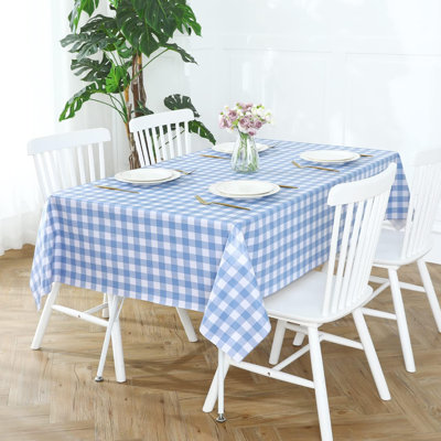 Rectangle Vinyl Tablecloth, 100% Waterproof Buffalo Gingham Plastic Table Cloth, Heavy Duty Wipeable Checkered Table Covers