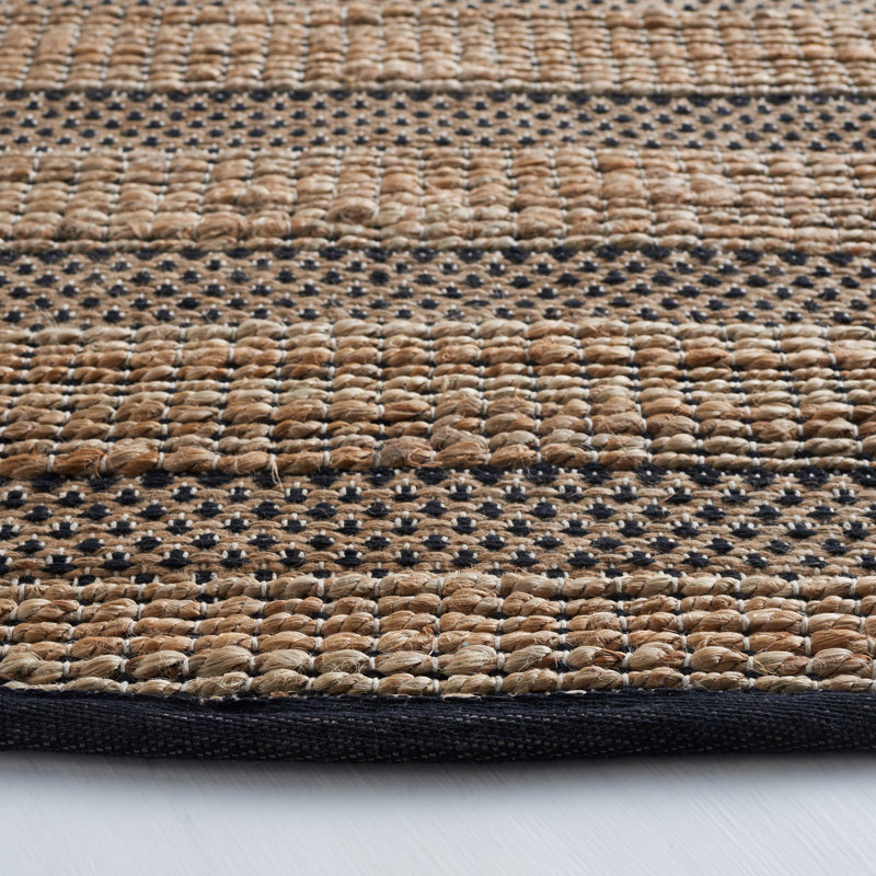 Sonnenberg Striped Flatweave Black/Natural Area Rug, Rectangle 4' x 6'