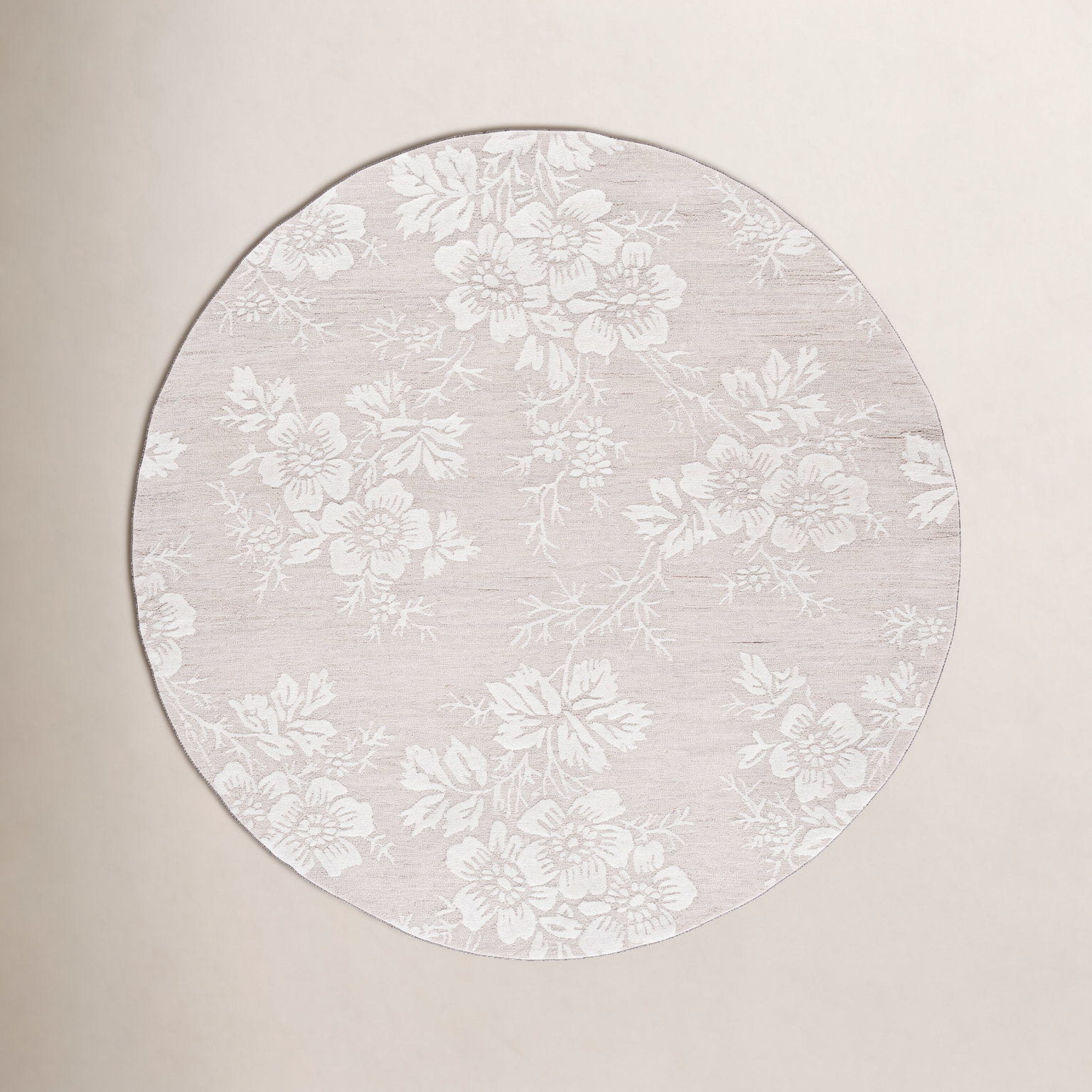 Hand-Tufted Wool Floral Rug, Round 6'