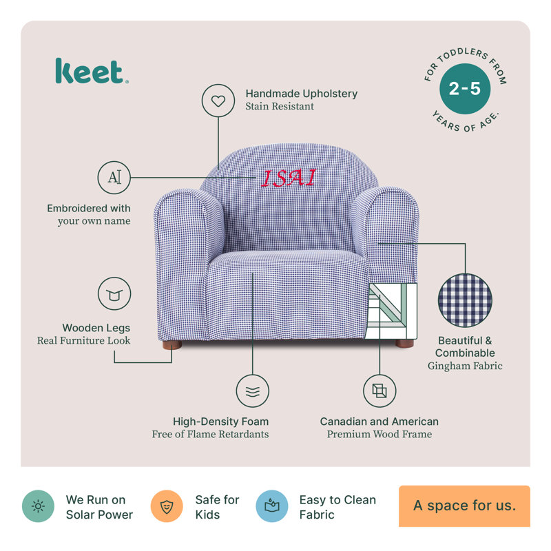 Fauteuil club personnalisé Keet, Gingham, Rouge, Oui, Marine