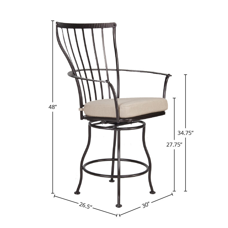 Monterra Outdoor Swivel Bar Stool, Graphite, Alcazar Redwood, 27.25''