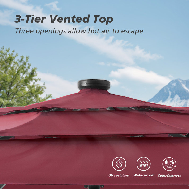 Parasol de marché 11 pi, H 96,5 po x l 120 po x P 120 po, Rouge