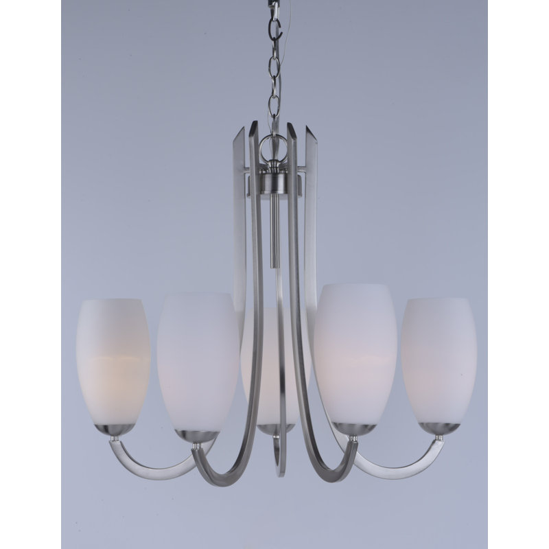 Fudo 5 - Light Dimmable Classic / Traditional Chandelier, Satin Nickel