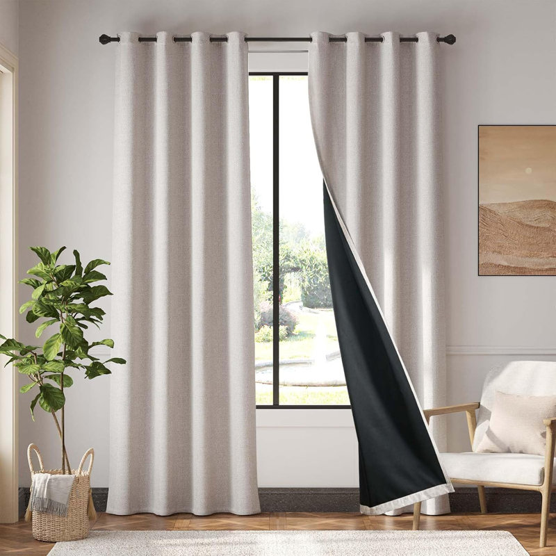 Rideaux occultant de couleur unie avec œillets pour chambre à coucher, L 54 po x L 84 po