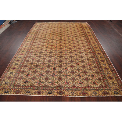 Tapis zone en laine anatolian 6 pi 5 po x 8 pi 11 po one-of-kind main-noué la 1970