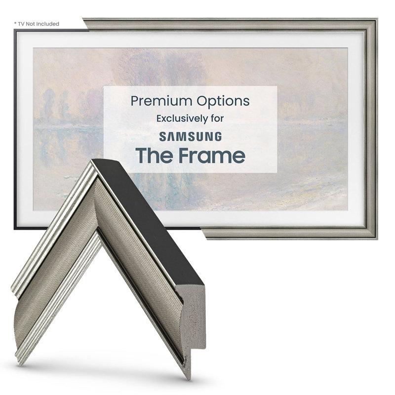 Slim Industrial Deco TV Frame For Samsung Frame TV and Frame Pro, 65", Nickel
