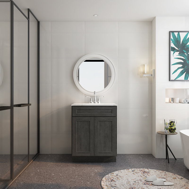 Cozy Design 24'' Single Bathroom Vanity Base Only, Shaker Charcoal