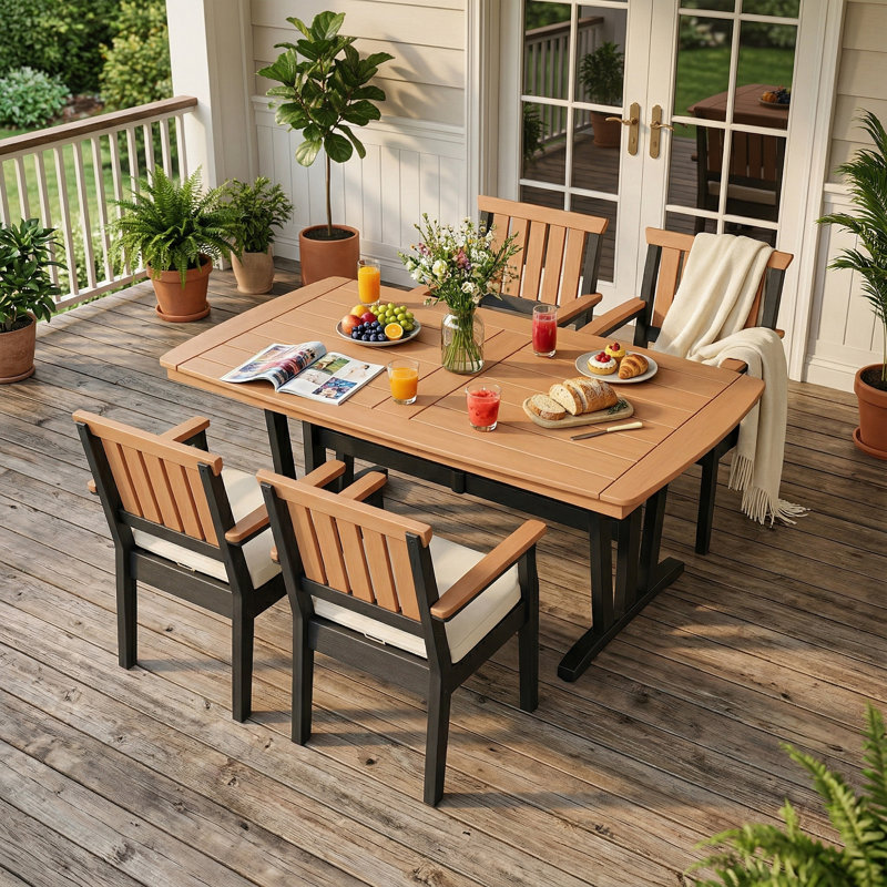 71'' 4-Person HDPE Outdoor Patio Dining Set – 5-Piece Set