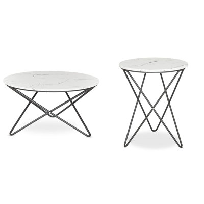 Renne 2 - Piece Marble Top Living Room Table Set