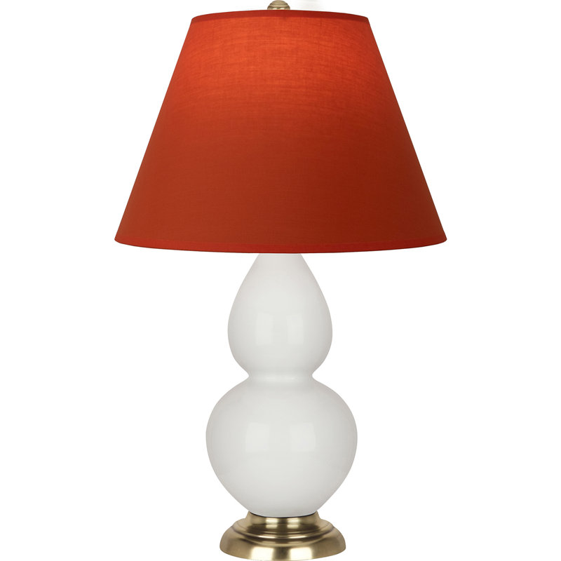 Petite lampe d'appoint à double gourde, Blanc cassé / laiton naturel antique, Lavande / Bourgogne