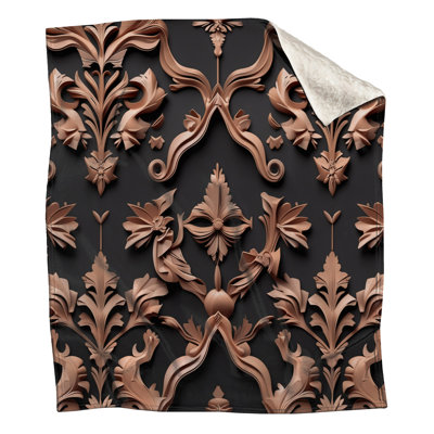 Ornate Bronze Damask Blankets
