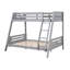 Lit superposé simple au-dessus d'un lit double transitionnel en bois massif gris, angle réversible, 2 tiroirs sous le lit, articulation et verrouillage, conception à lattes pour un sommeil avant serein - Access Relaxed-84267733