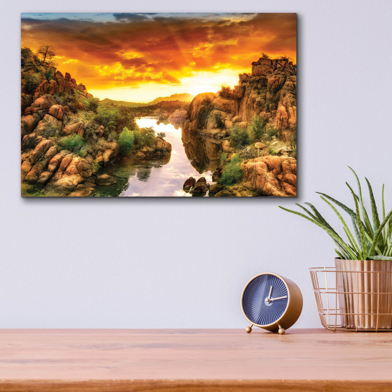  «Canyon Sunset 5» par David Drost, art mural en verre acrylique, 16 po x 12 po