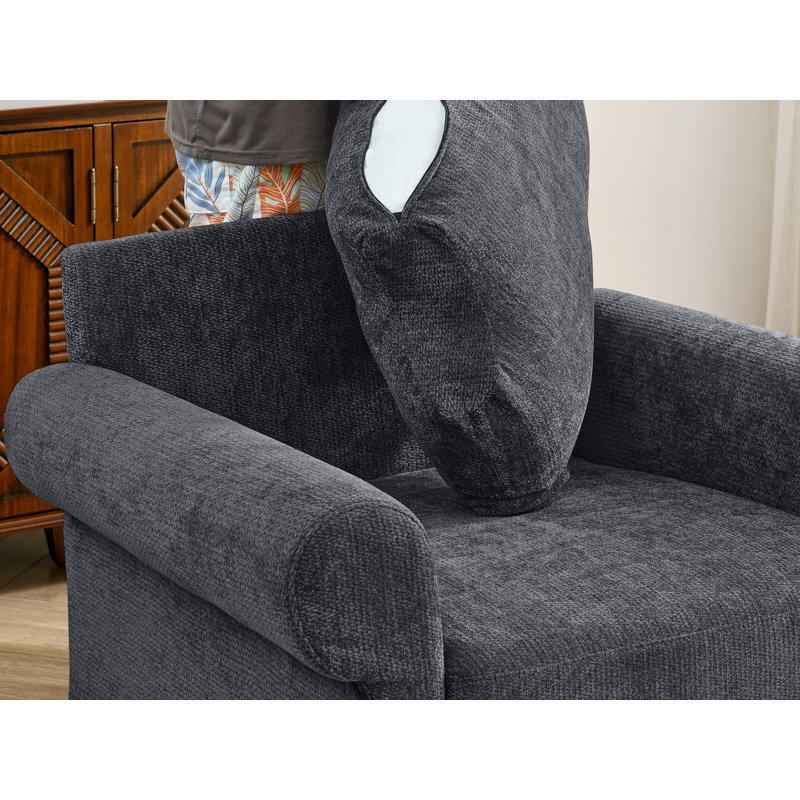Chaise d'appoint rembourrée avec repose-pieds, Gris