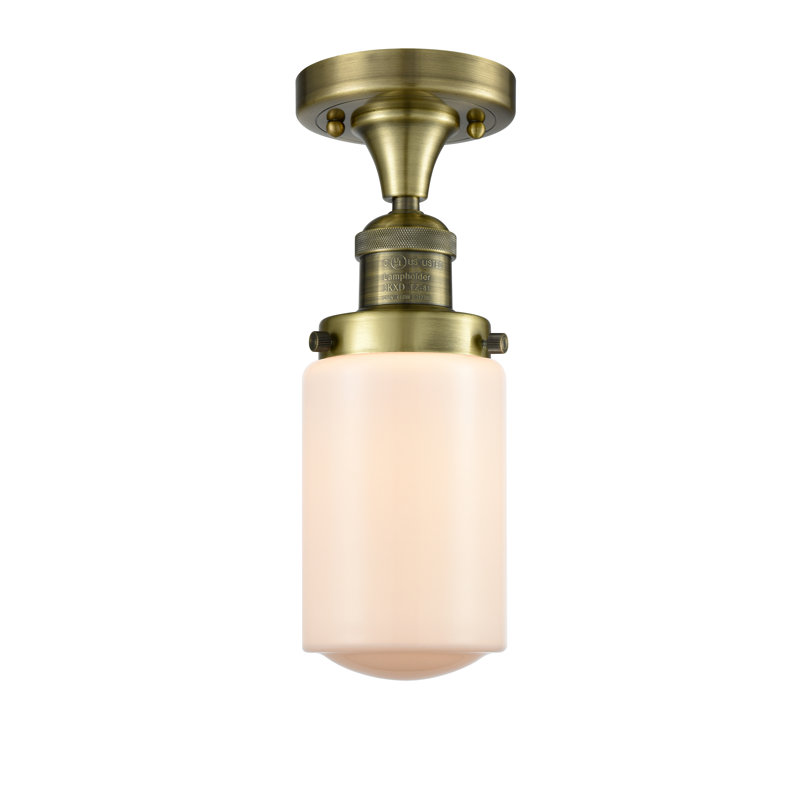 Plafonnier semi-encastré 4,5 po Saroyan, Blanc mat, Ampoule non incluse, Or satiné