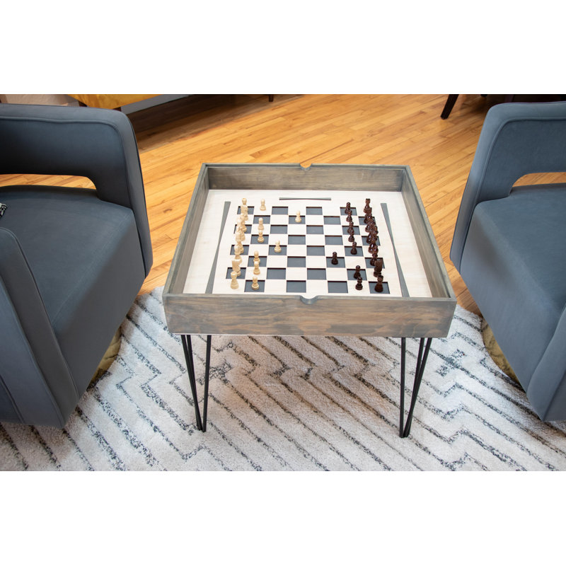 Table d'appoint Chess, Chêne patiné