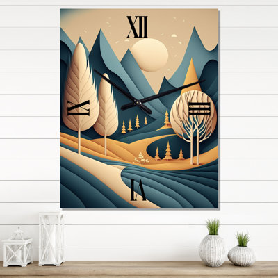 Pleine lune montagne Serenity I - paysage très grandes horloges murales