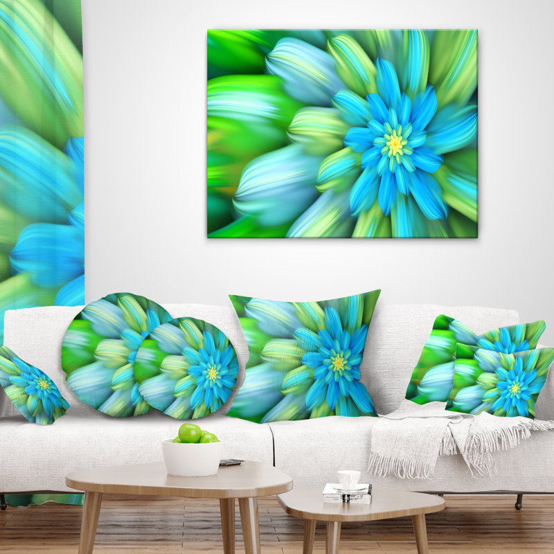 Massive Fractal Flower - Floral Printed Pillow, Green, 16" x 16", Throw Pillow
