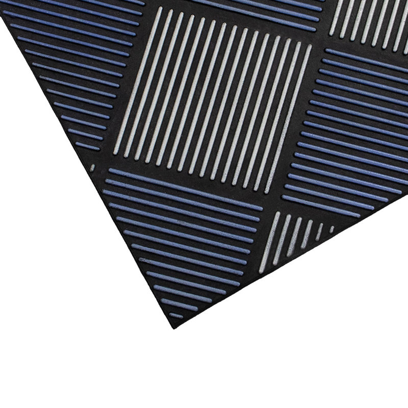 Non-Slip Geometric Indoor Doormat, Silver/Blue