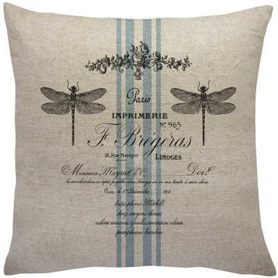 Dragonfly Linen Throw Pillow