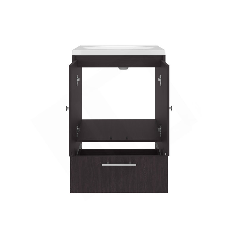 Meuble-lavabo avec lavabo, 2 portes, 1 tiroir, wengé noir