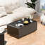 Table basse moderne et intelligente avec réfrigérateur intégré et tiroirs de congélateur Haut-parleur Bluetooth Chargeur sans fil Panneau de commande tactile Interface USB Protection de la prise de courant Lumière de l'atmosphère